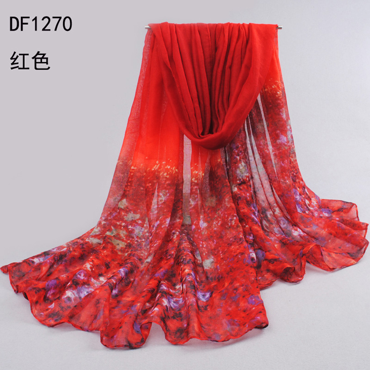 Color gradient female models scarf shawl 