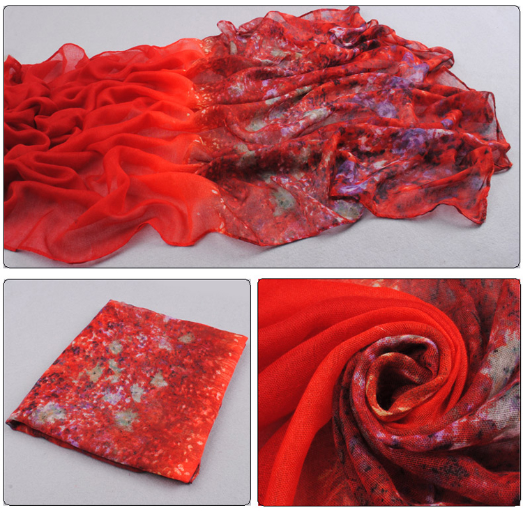 Color gradient female models scarf shawl 