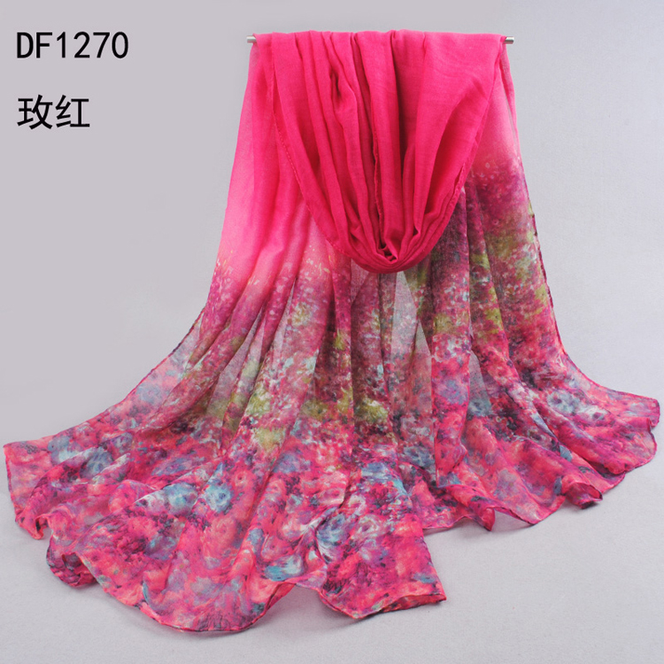 Color gradient female models scarf shawl 
