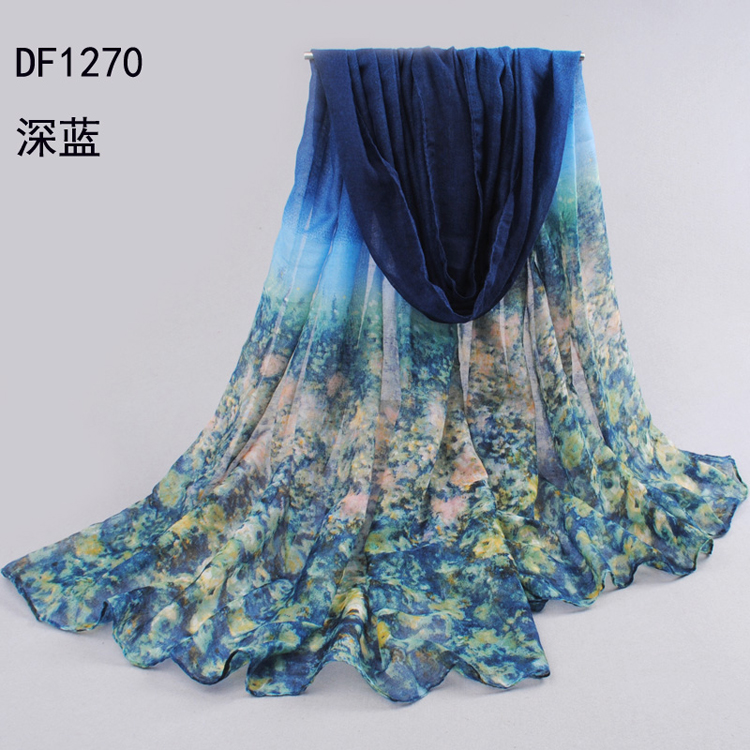 Color gradient female models scarf shawl 