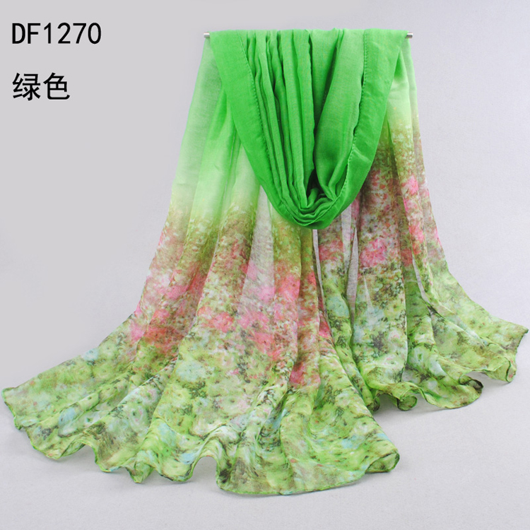 Color gradient female models scarf shawl 