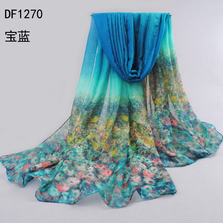 Color gradient female models scarf shawl 