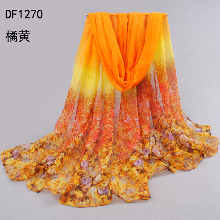 Color gradient female models scarf shawl 