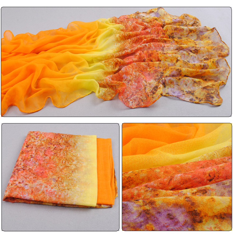 Color gradient female models scarf shawl 