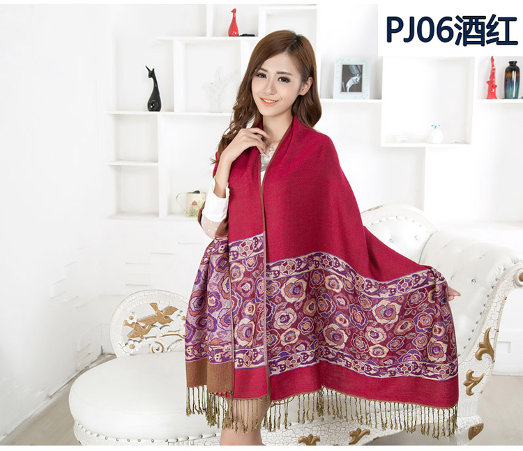 Women roses embroidered shawl scarf 