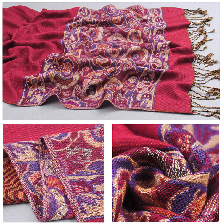 Women roses embroidered shawl scarf 