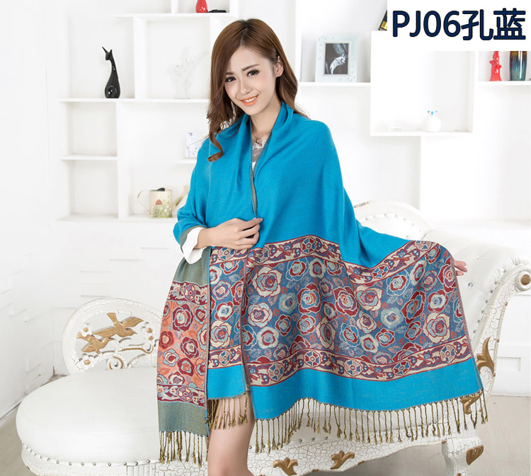 Women roses embroidered shawl scarf 