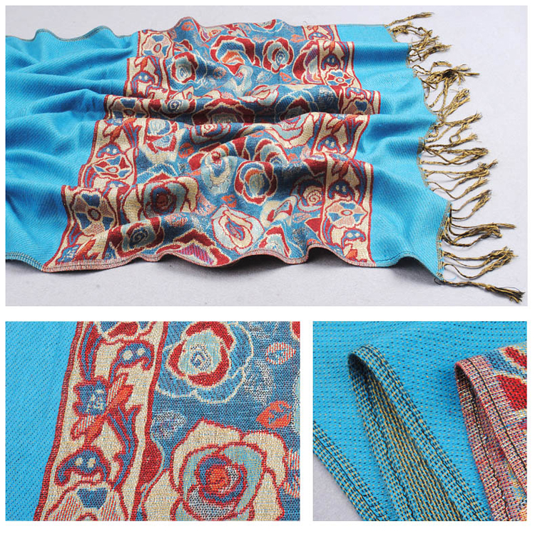 Women roses embroidered shawl scarf 