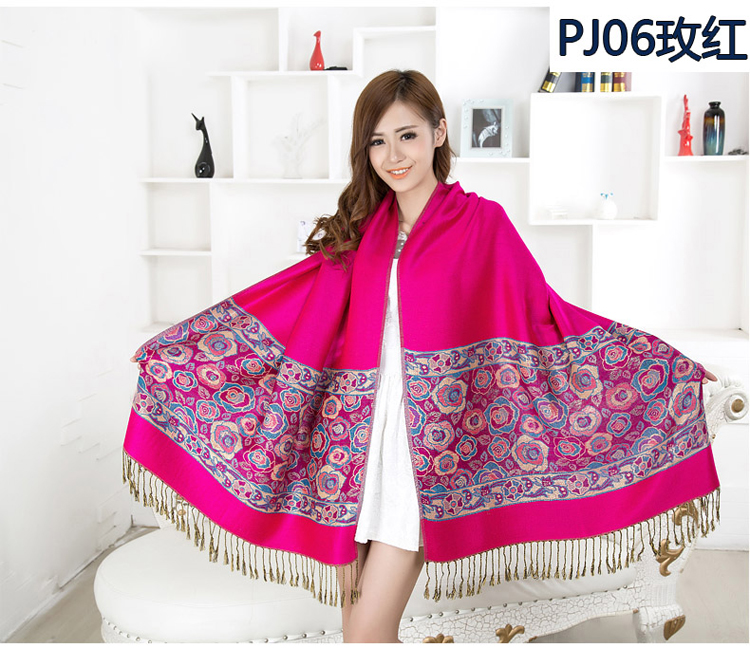 Women roses embroidered shawl scarf 