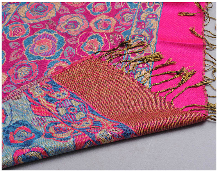 Women roses embroidered shawl scarf 
