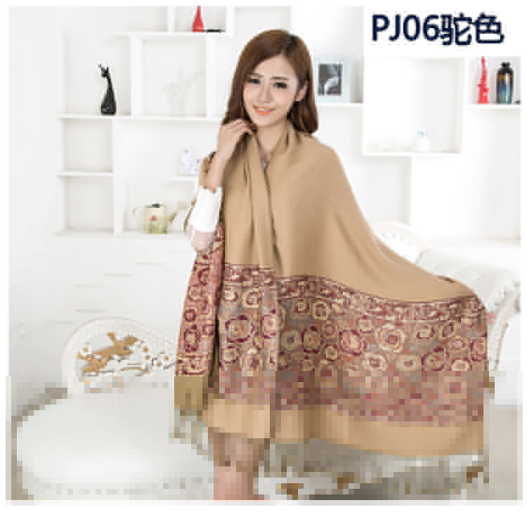Women roses embroidered shawl scarf 