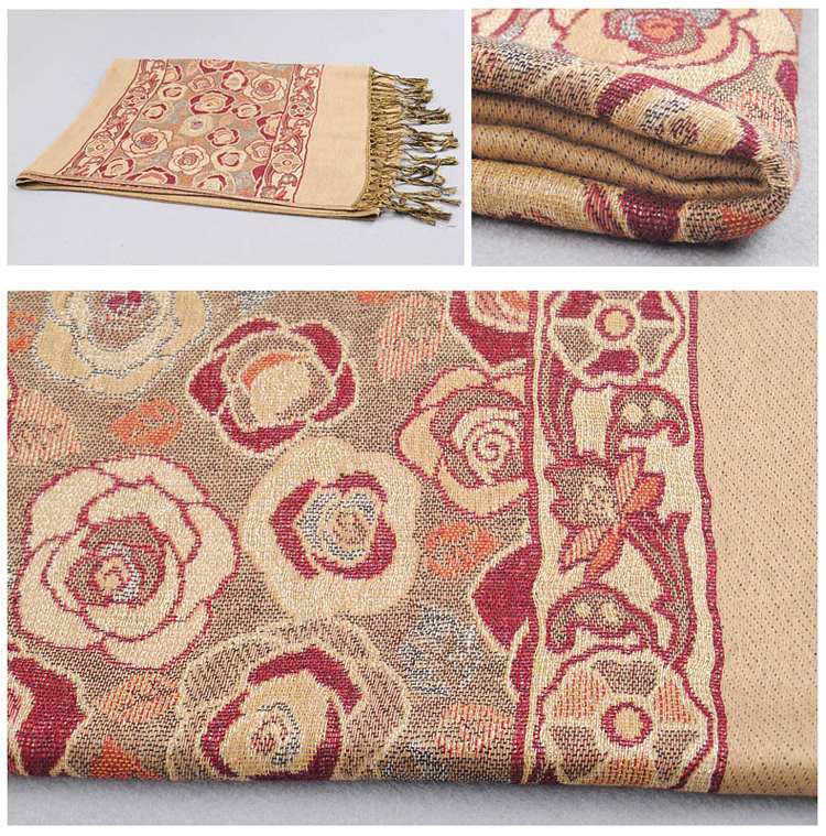 Women roses embroidered shawl scarf 