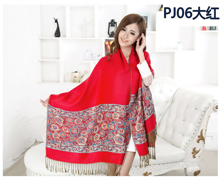 Women roses embroidered shawl scarf 
