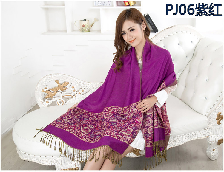 Women roses embroidered shawl scarf 