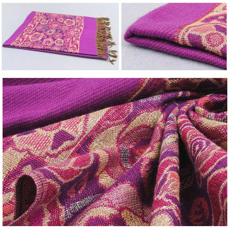 Women roses embroidered shawl scarf 