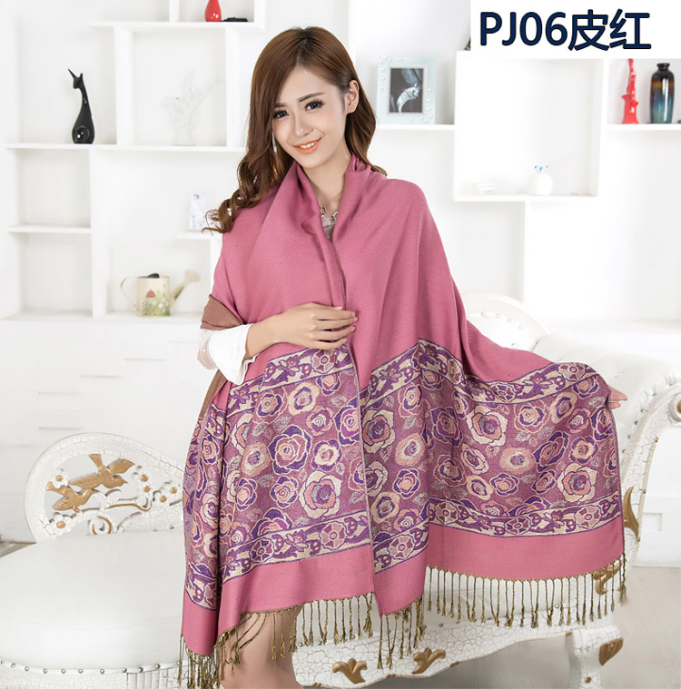 Women roses embroidered shawl scarf 