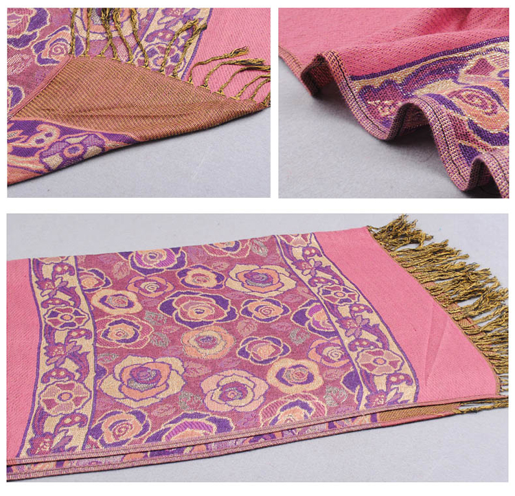 Women roses embroidered shawl scarf 