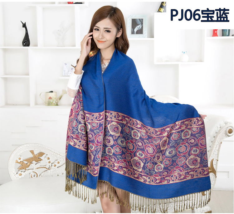 Women roses embroidered shawl scarf 