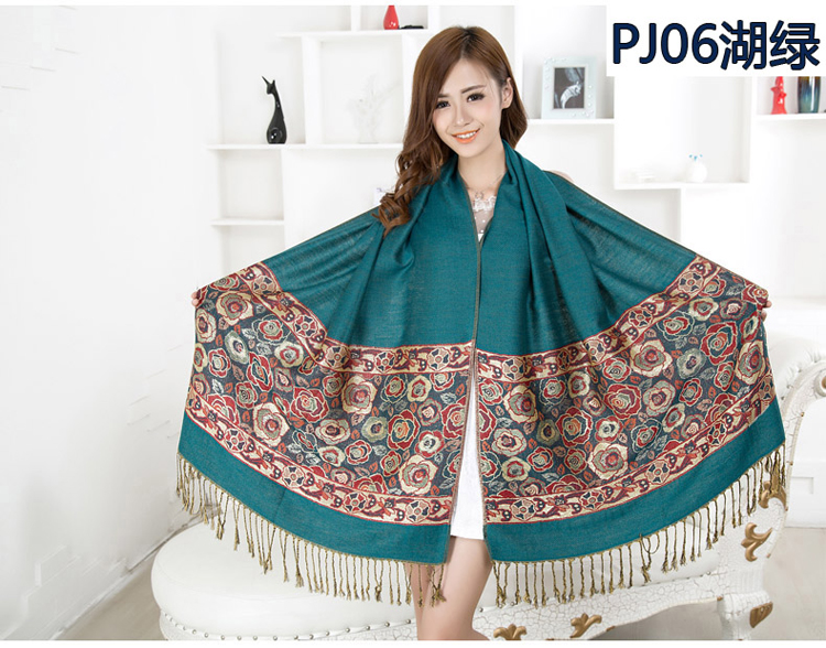Women roses embroidered shawl scarf 