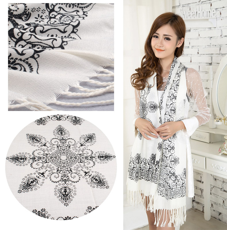 Blue and white female long scarf 