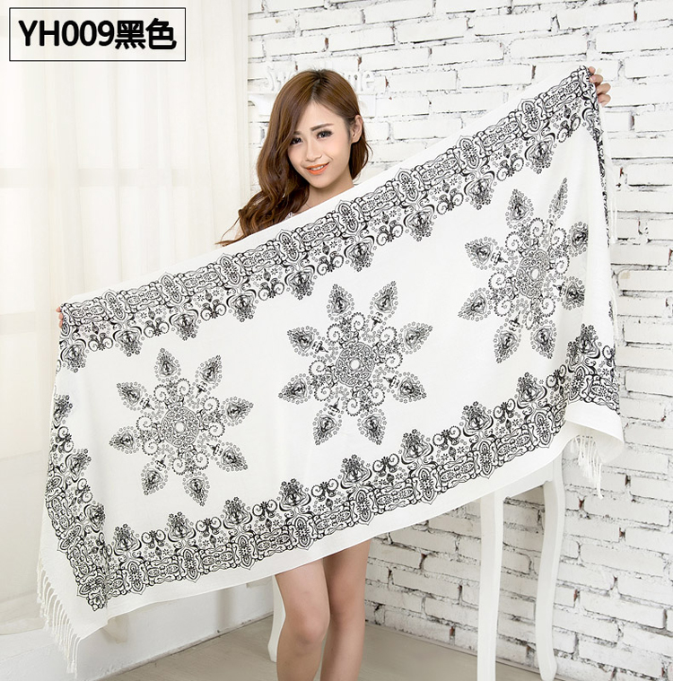 Blue and white female long scarf 