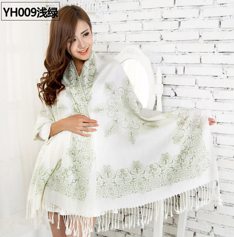 Blue and white female long scarf 
