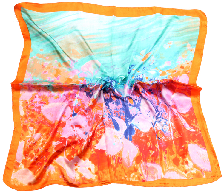 Ink flower square silk scarf wholesale 