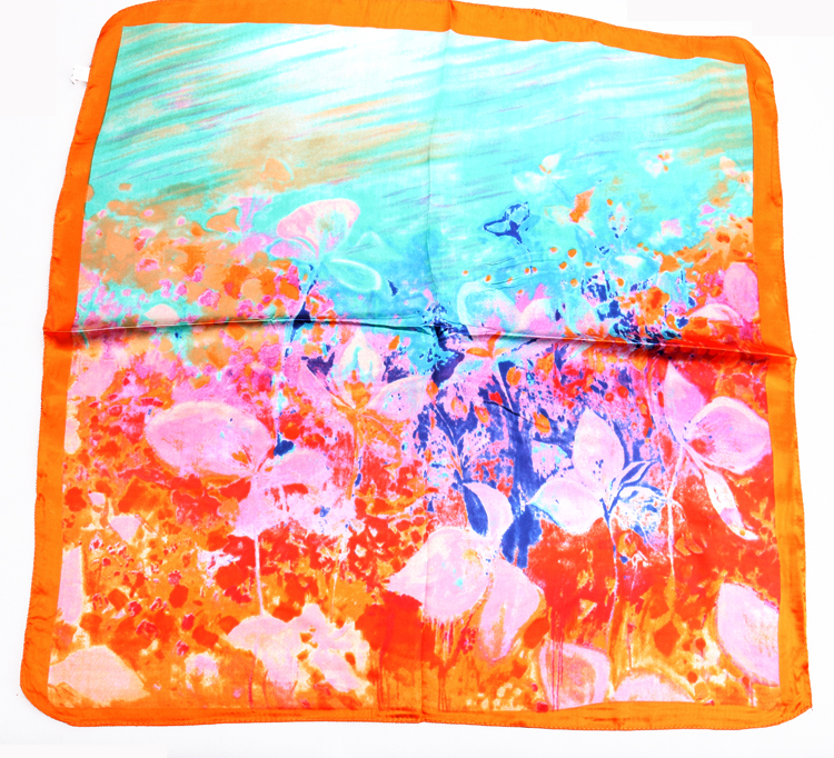 Ink flower square silk scarf wholesale 
