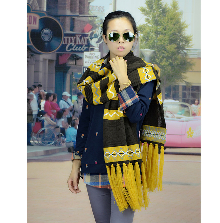 Warm wool knitted scarves