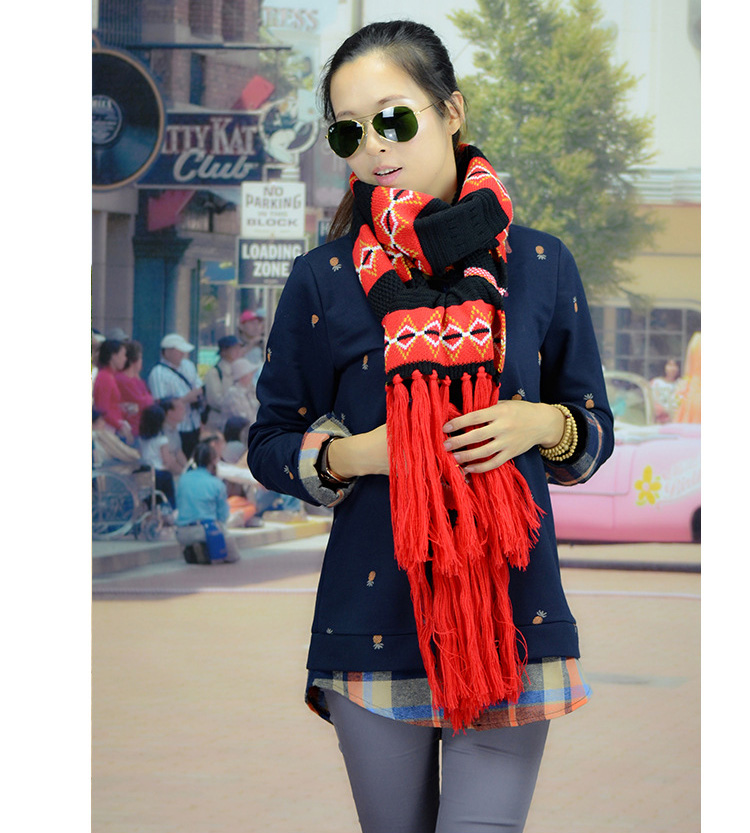 Warm wool knitted scarves