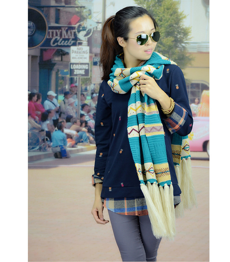 Warm wool knitted scarves
