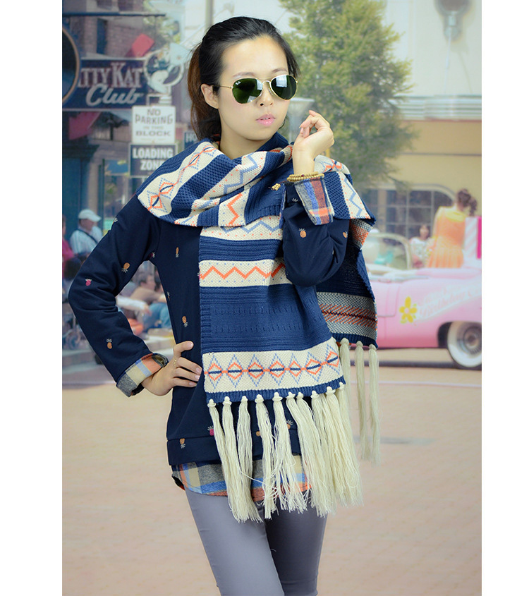 Warm wool knitted scarves