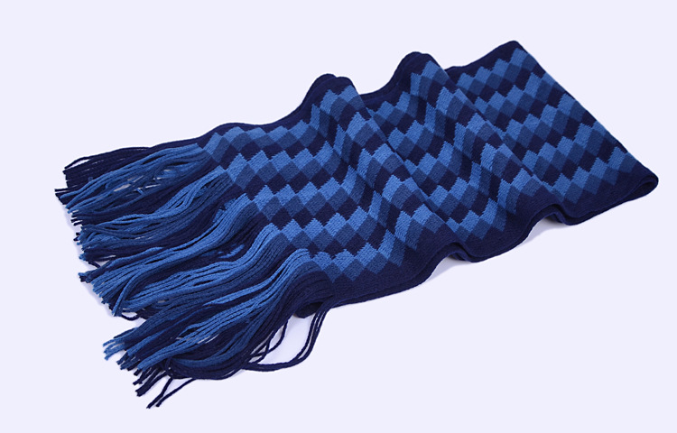 Plaid stitching mens wool scarves