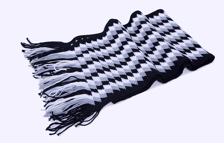 Plaid stitching mens wool scarves