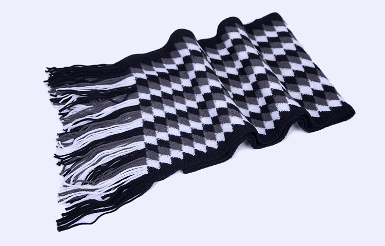 Plaid stitching mens wool scarves