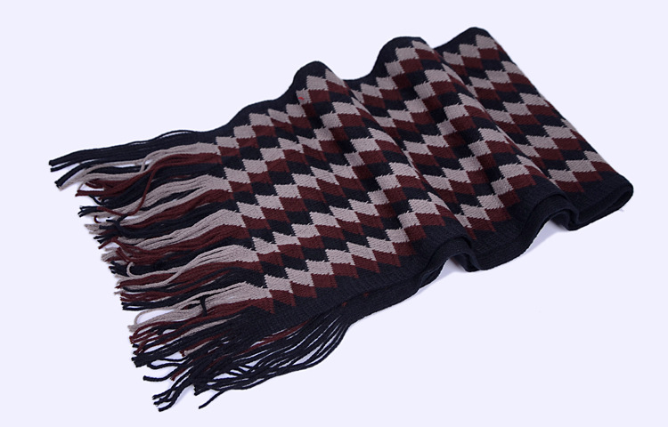 Plaid stitching mens wool scarves