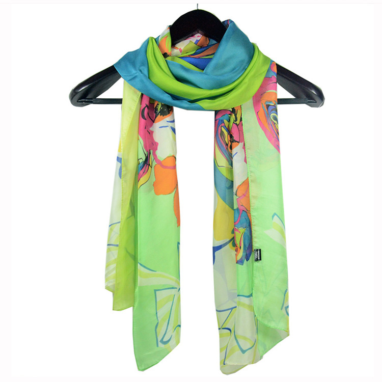 Graffiti yellow silk scarf