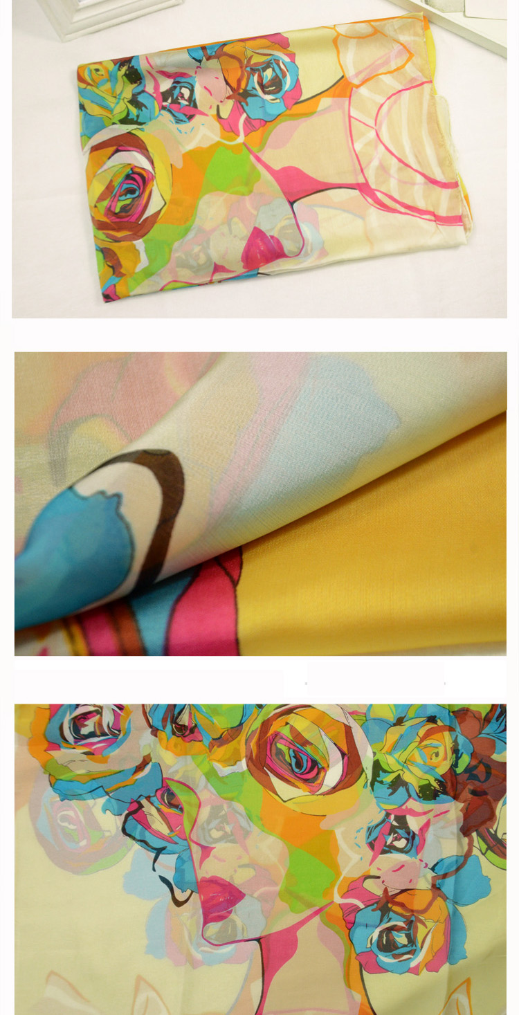 Graffiti yellow silk scarf