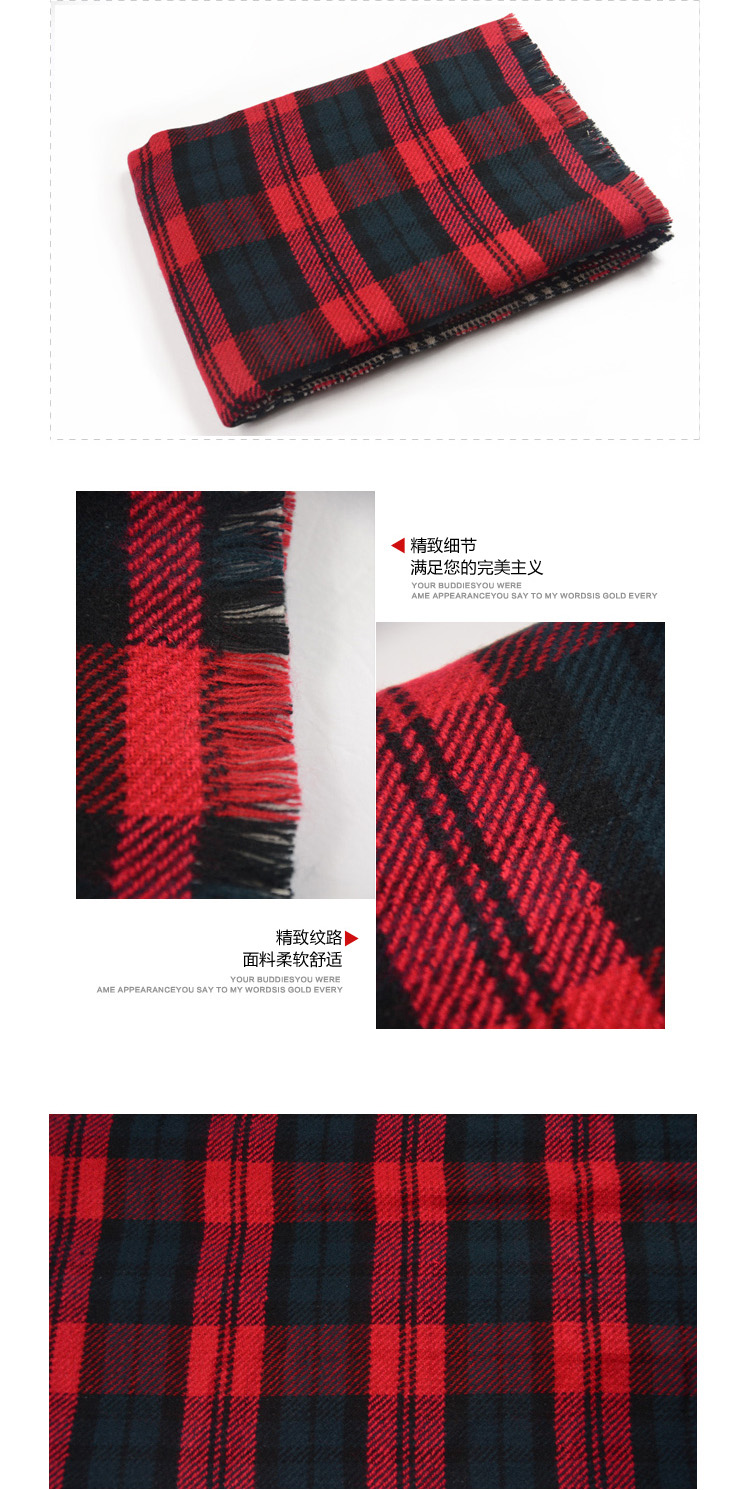 Plaid winter wool scarf