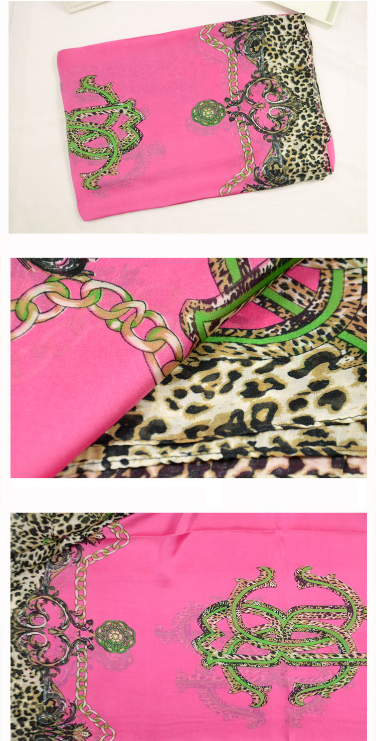 Women leopard print pure silk scarf