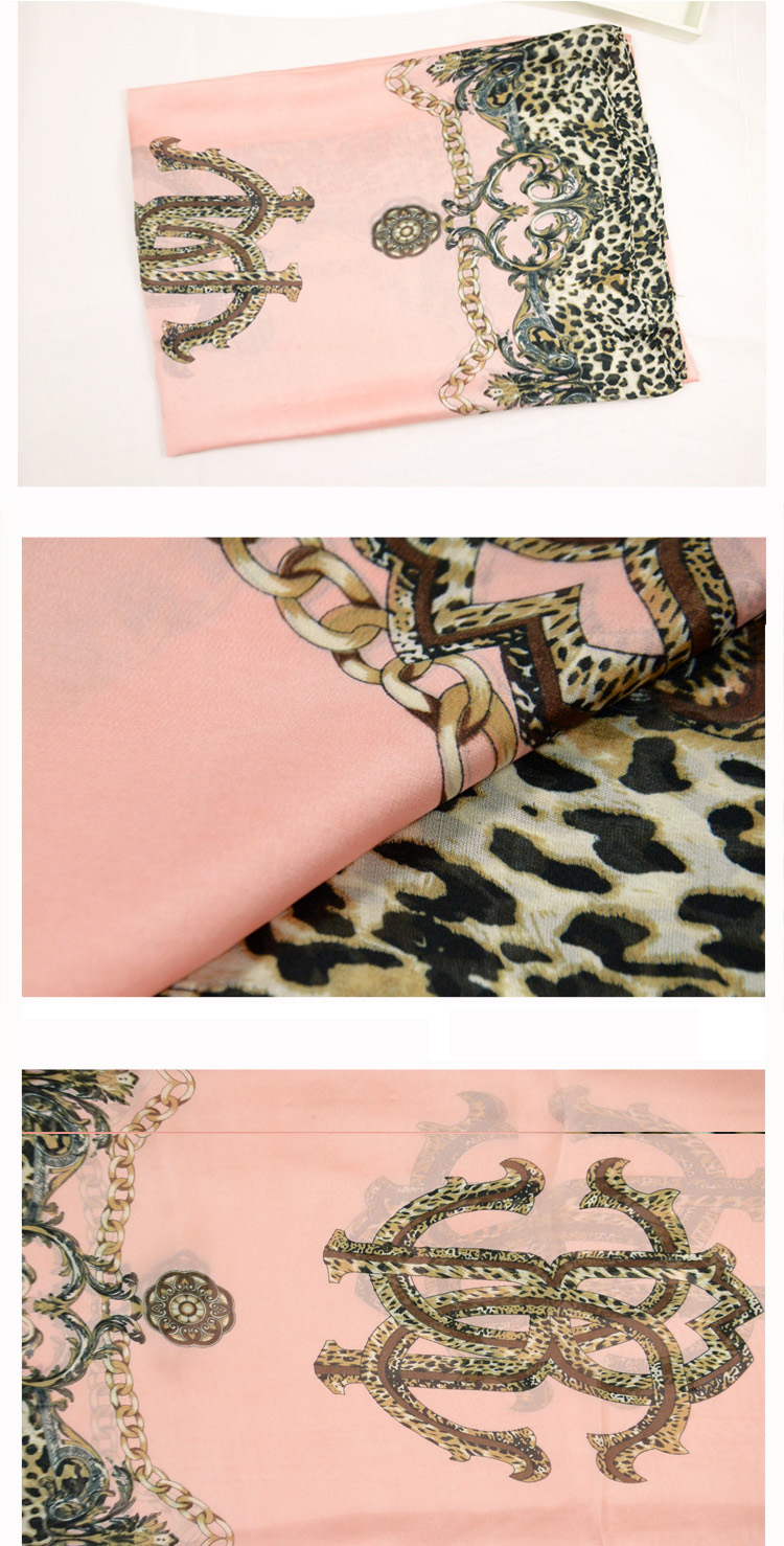 Women leopard print pure silk scarf