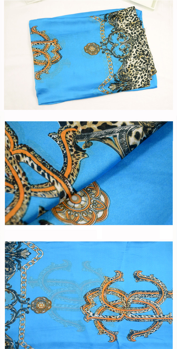 Women leopard print pure silk scarf
