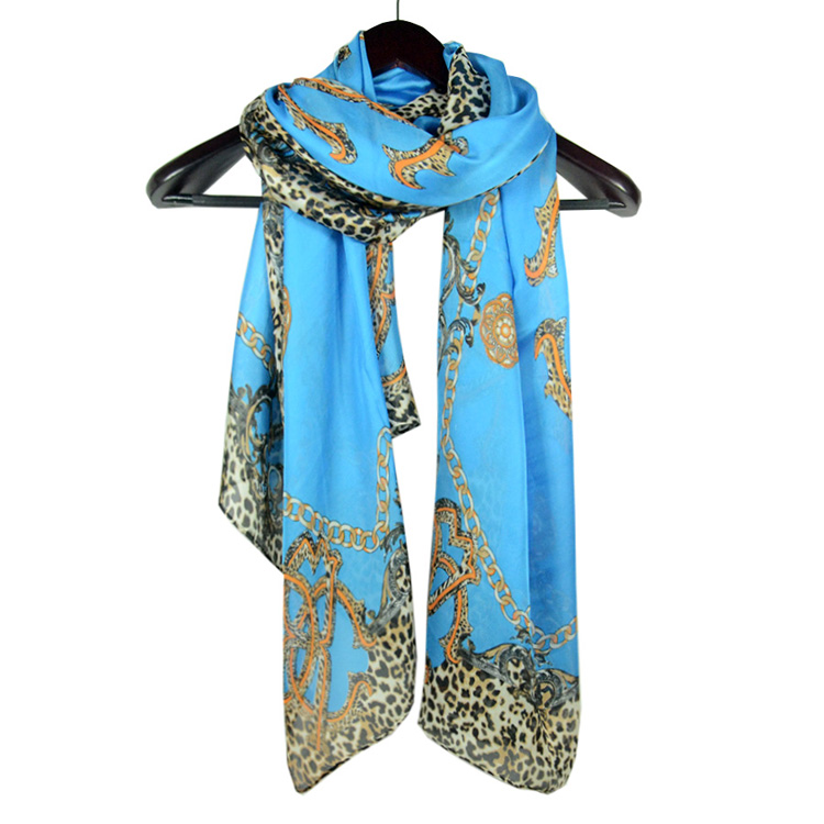 Women leopard print pure silk scarf