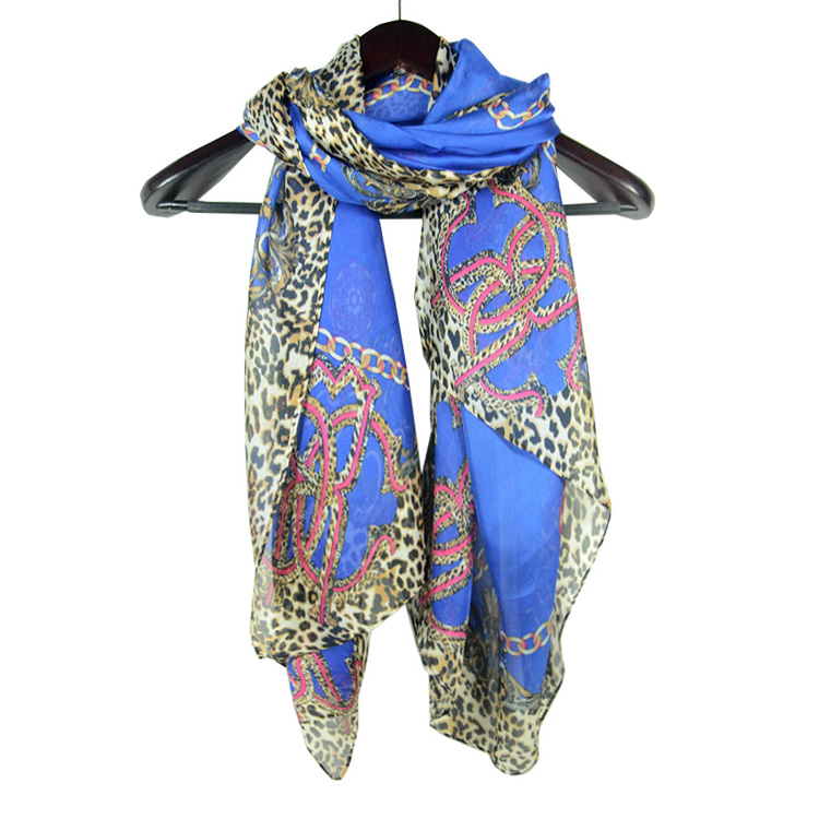 Women leopard print pure silk scarf