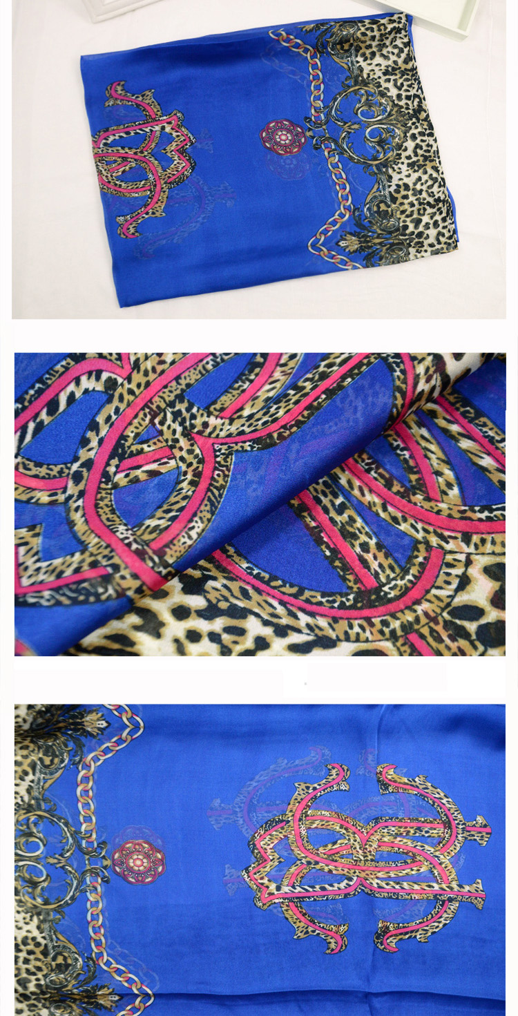 Women leopard print pure silk scarf