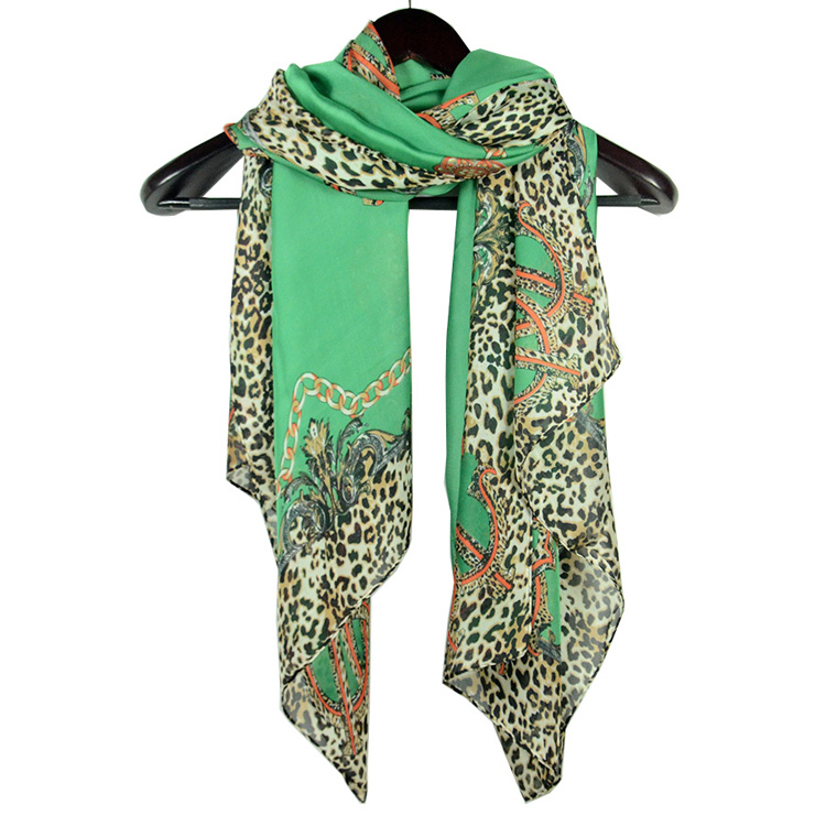 Women leopard print pure silk scarf
