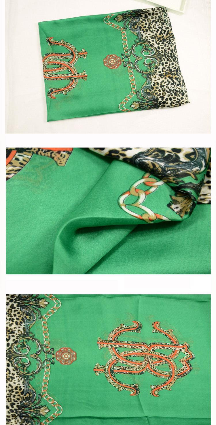 Women leopard print pure silk scarf