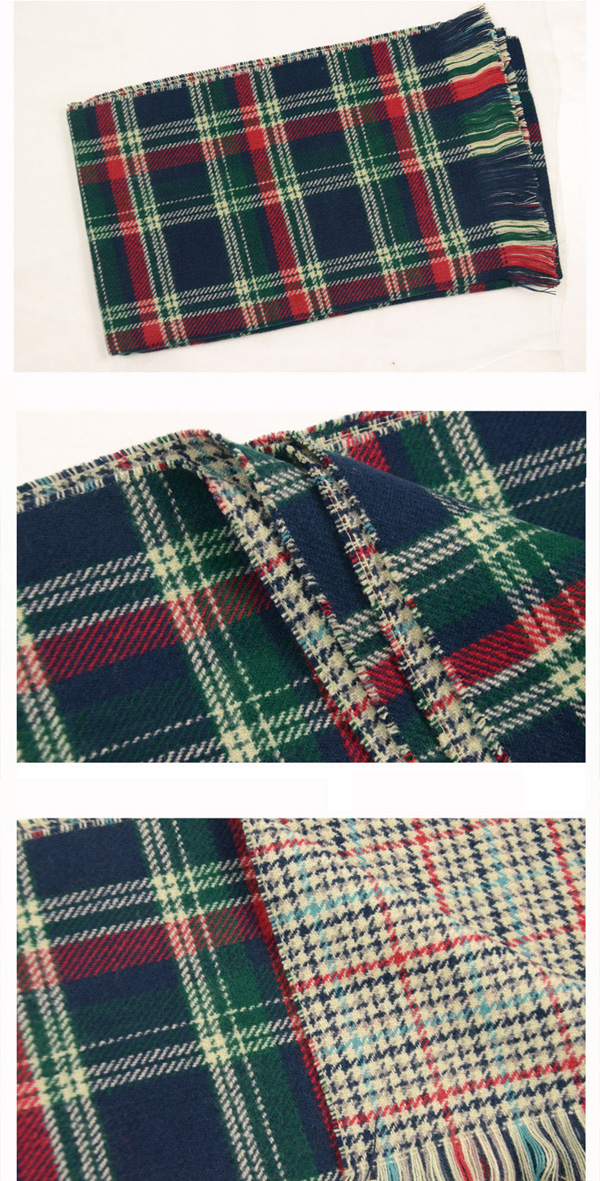 Plaid cashmere scarf women