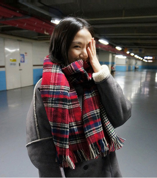 Plaid cashmere scarf women