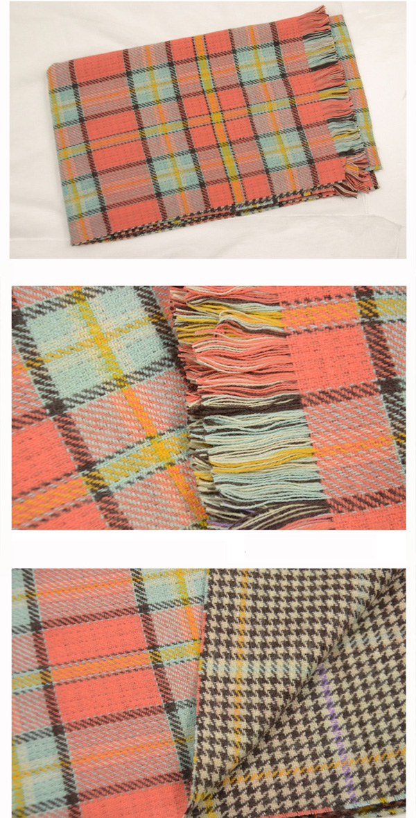 Plaid cashmere scarf women